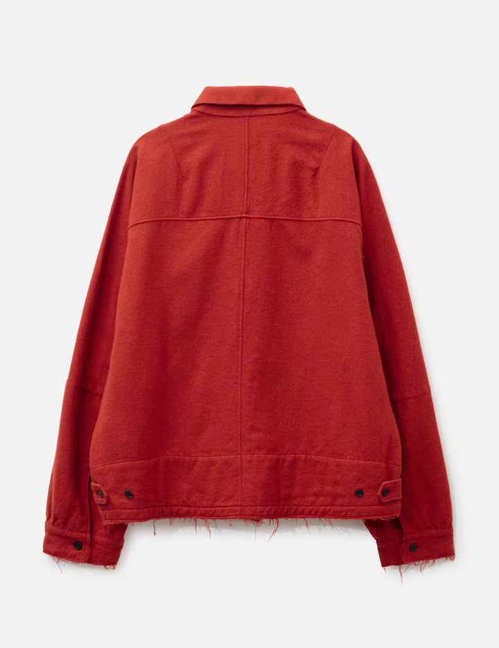 Shrink Wool Zip-Up Shirt Jacket