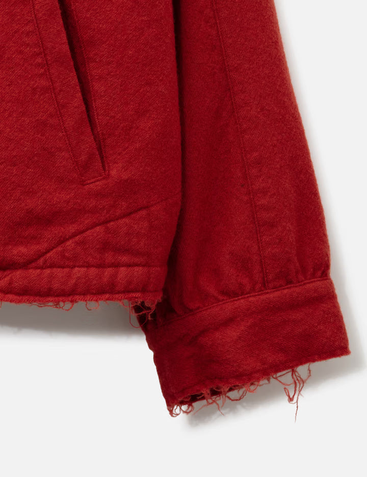 Shrink Wool Zip-Up Shirt Jacket