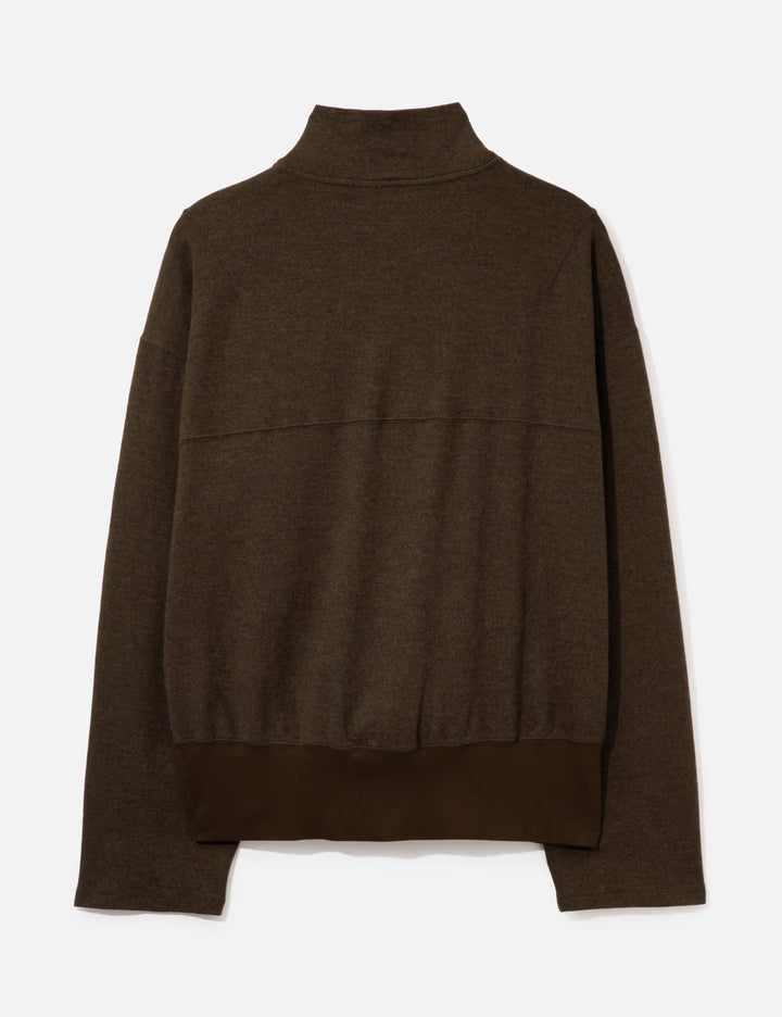 Shrink Wool Zip Up Stand Blouson