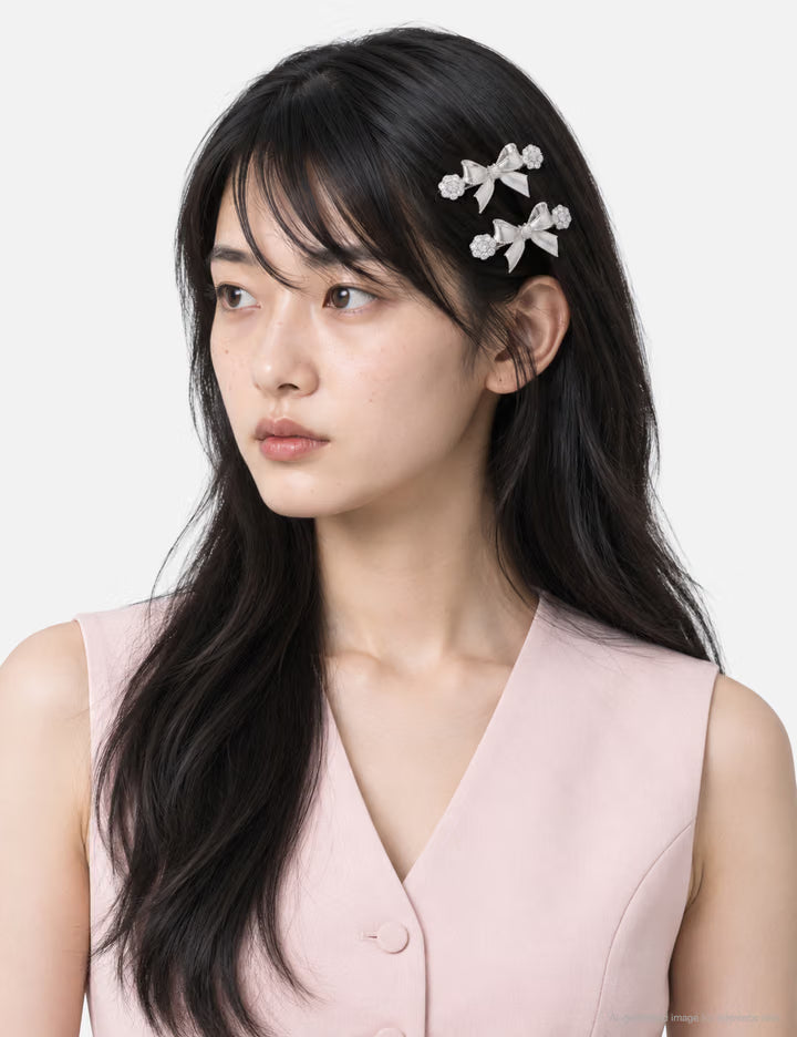 SHUSHU/TONG × YVMIN Short Bowknot Gemstone Hair Clip
