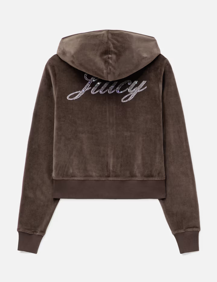 Sporty & Rich X Juicy Couture Script Velour Zip Hoodie