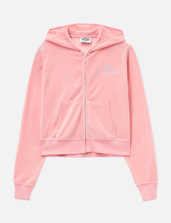 Sporty & Rich X Juicy Couture Script Velour Zip Hoodie