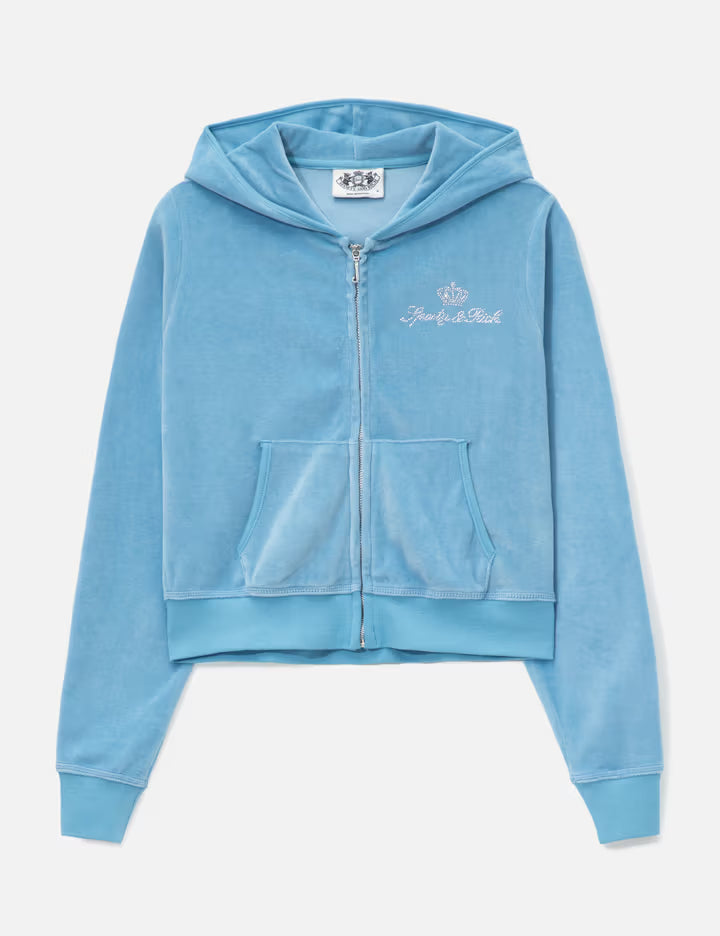 Sporty & Rich X Juicy Couture Script Velour Zip Hoodie