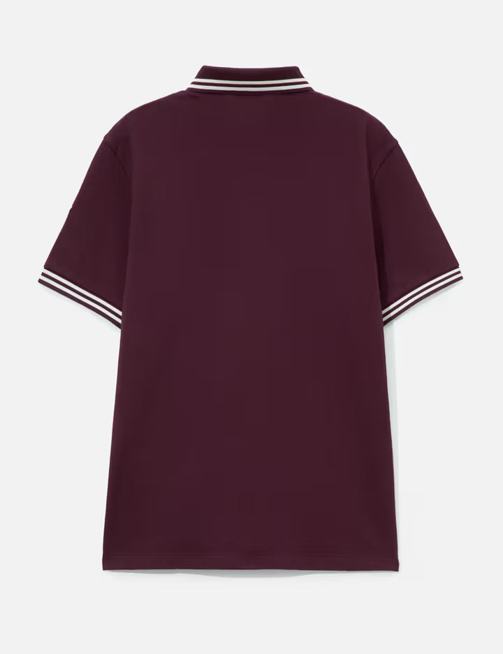 Striped Trim Cotton Piquet Polo Shirt