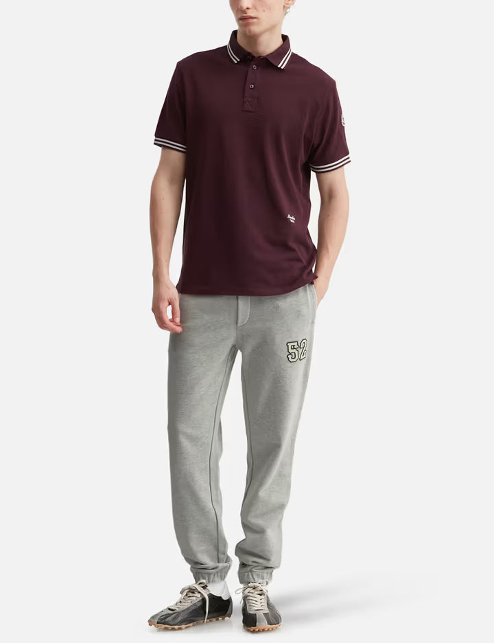 Striped Trim Cotton Piquet Polo Shirt