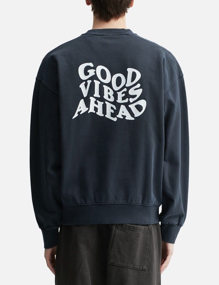 "Good Vibes Ahead Black Washed" Crewneck