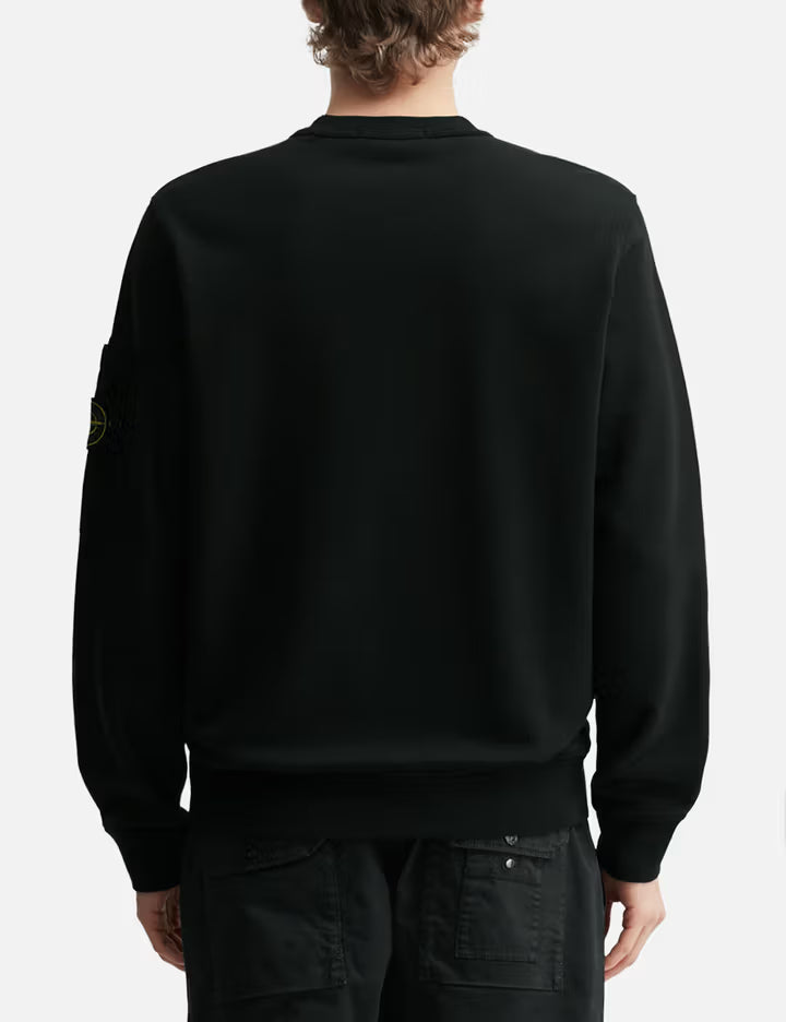Cotton Fleece Crewneck Sweatshirt With Seasonal Pocket