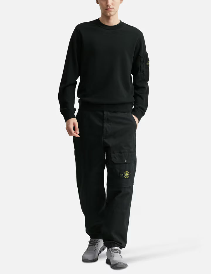 Cotton Fleece Crewneck Sweatshirt With Seasonal Pocket