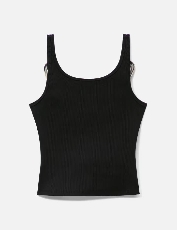Black Tank Top With Metal Buckle Straps