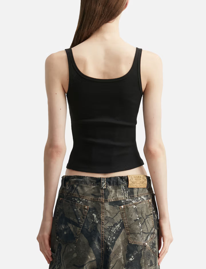 Black Tank Top With Metal Buckle Straps