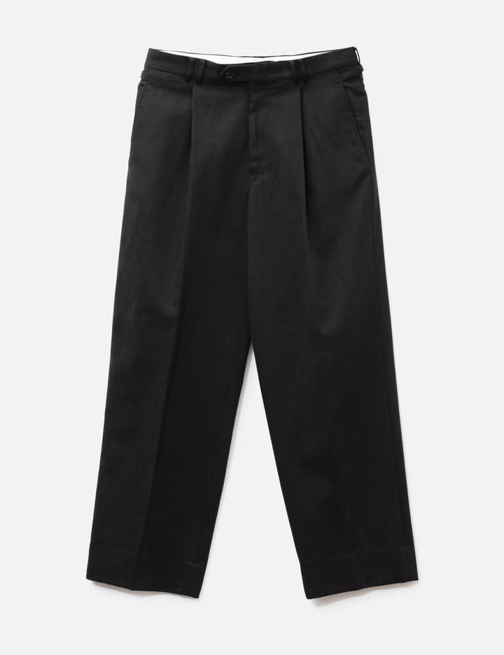 Tencel Cotton Twill 1 Pleated Wide Tapered Trousers