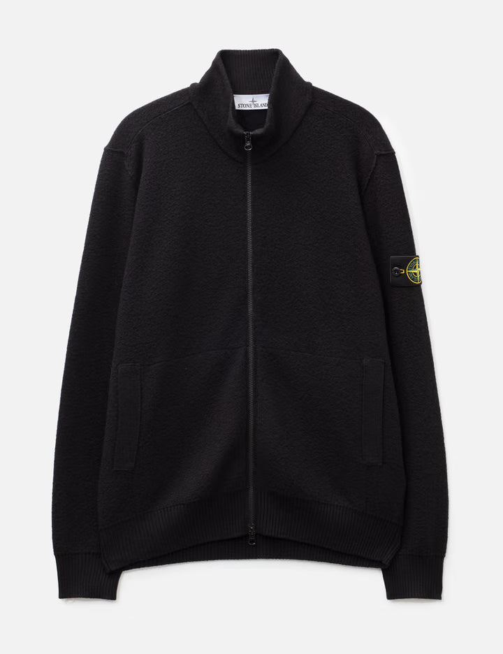 Textured Wool Zip-Up Cardigan