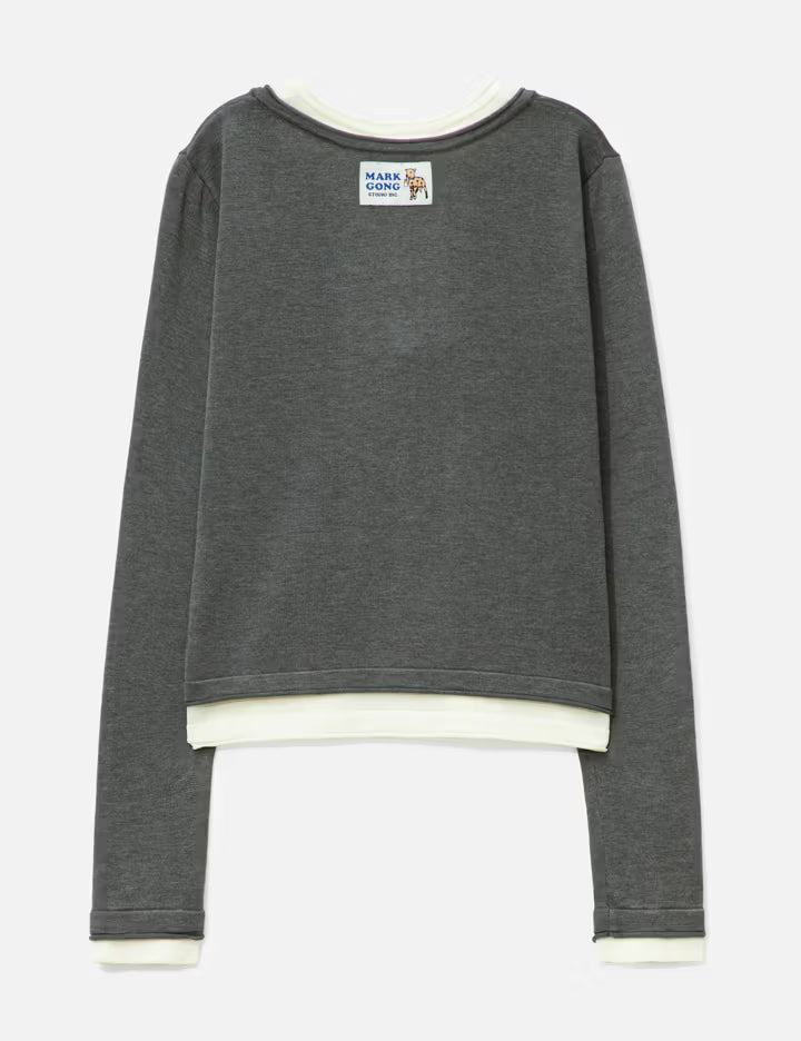Grey White Layered Knit Top