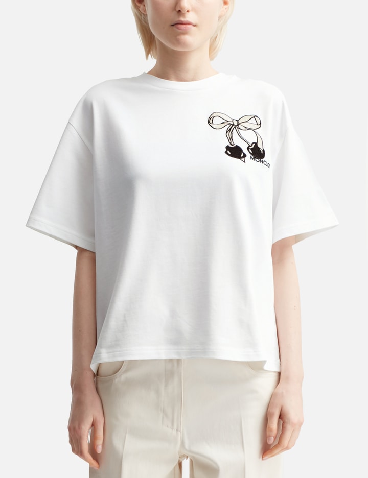 Embroidered Cherry Logo Cotton T-Shirt