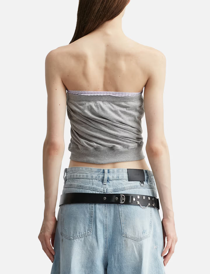 Draped Lace Tube Top