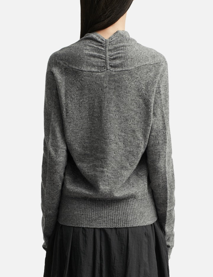 Eyelet Knit Cowl Neck Pullover