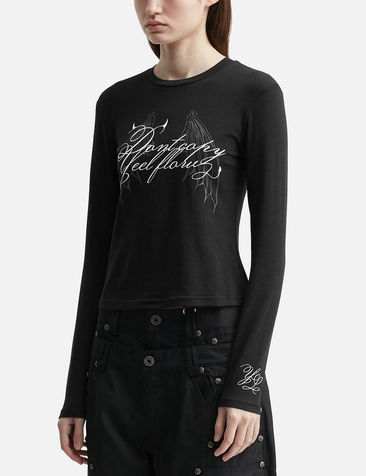 Wing Lettering Long Sleeve Top Black