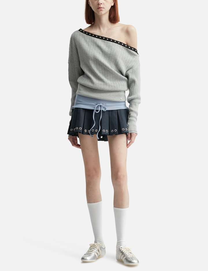 Asymmetric Eyelet Knit Top