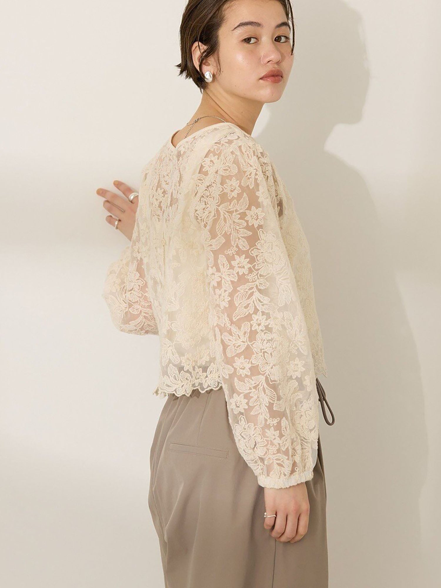 Akaeda 2-Way Sheer Lace Blouse
