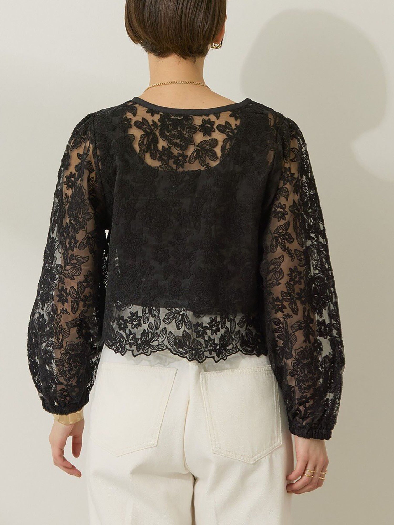 Akaeda 2-Way Sheer Lace Blouse