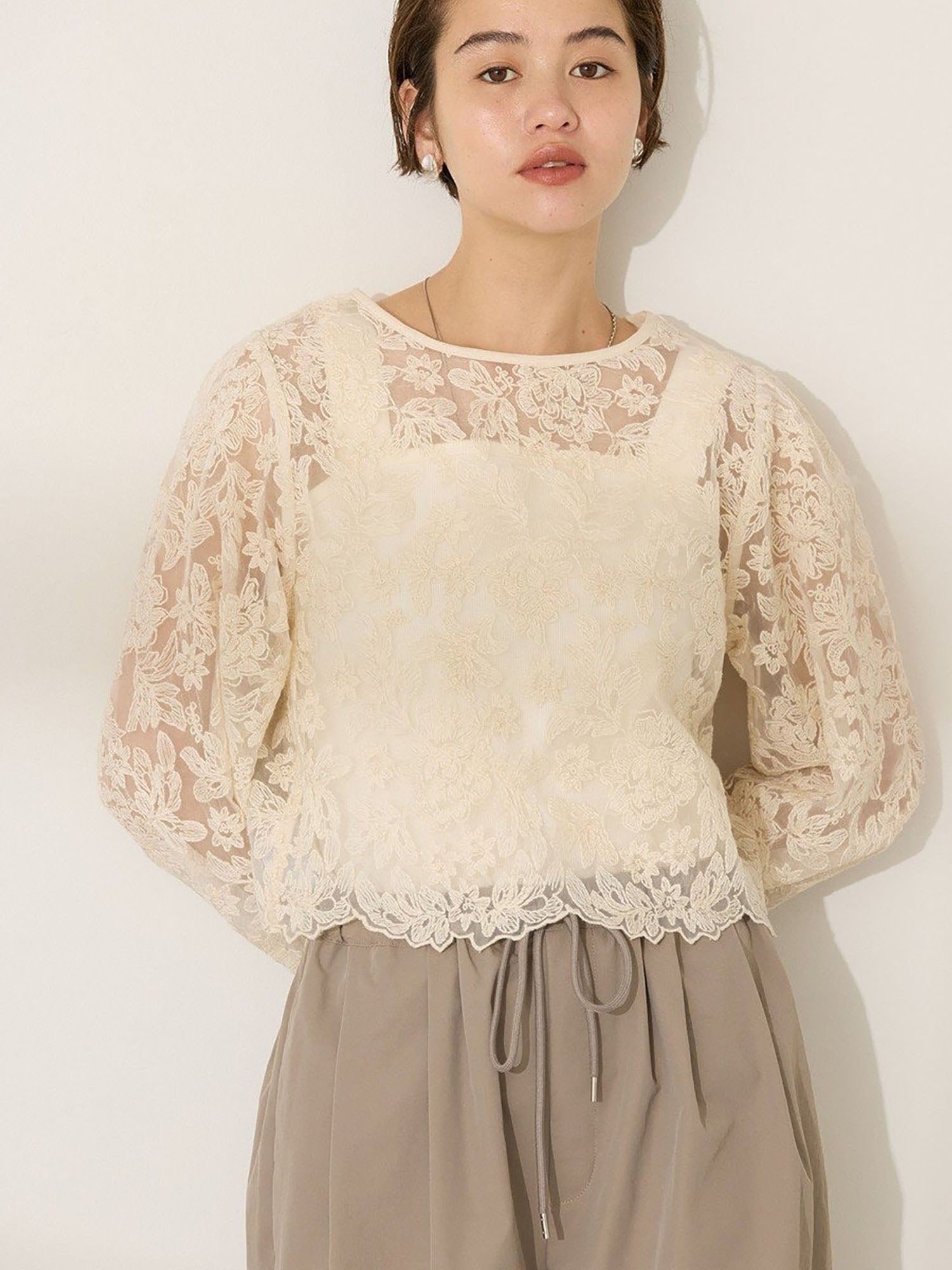 Akaeda 2-Way Sheer Lace Blouse