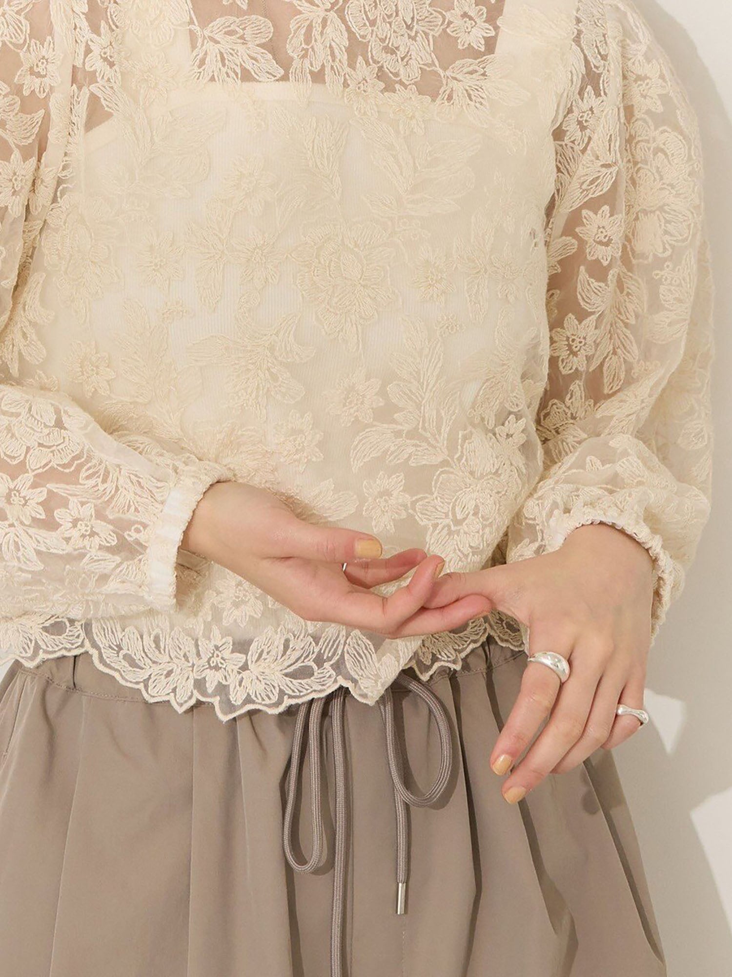 Akaeda 2-Way Sheer Lace Blouse