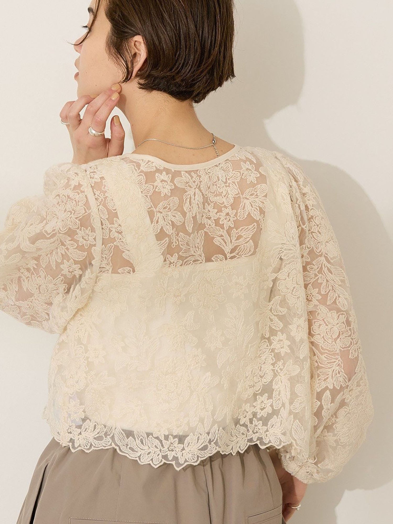 Akaeda 2-Way Sheer Lace Blouse