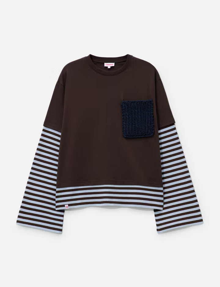 Long Sleeve 2-In-1 Tee With Knit Patch