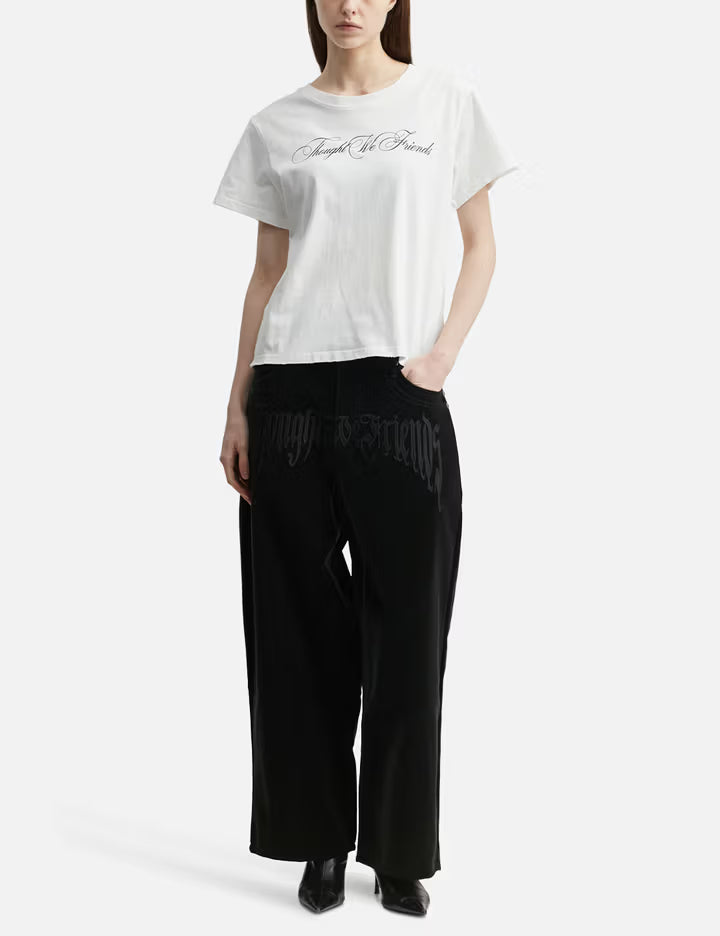 "Sera" Cursive Fitted T-Shirt In White