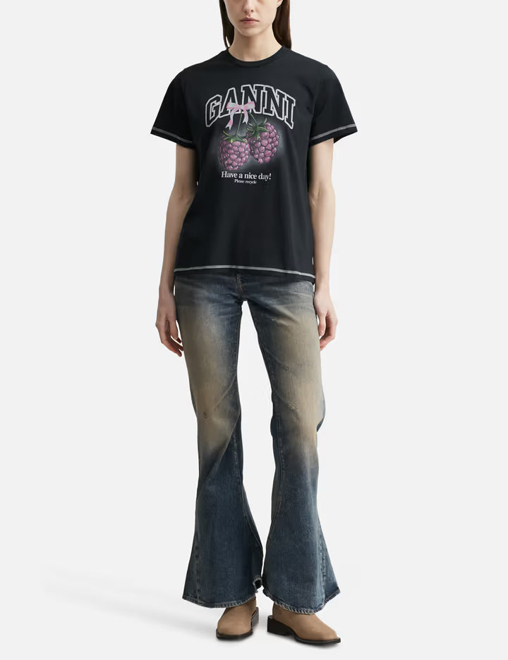 BASIC COTTON JERSEY RASPBERRY PRINT