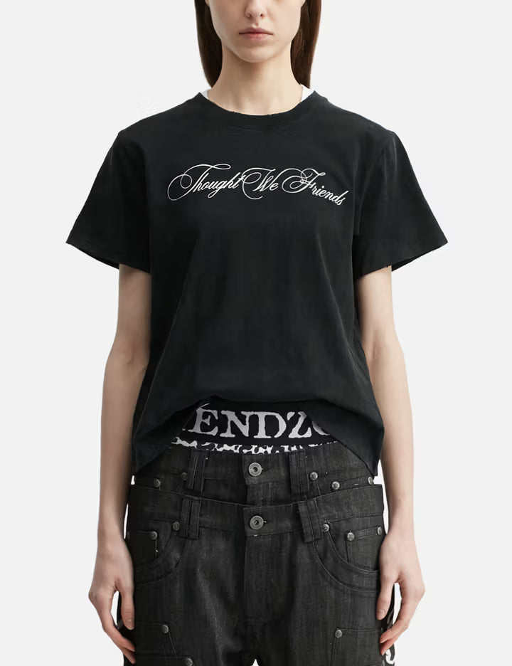"Sera" Cursive Fitted T-Shirt In Washed Black