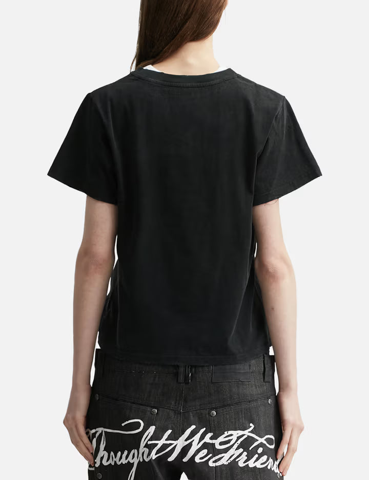 "Sera" Cursive Fitted T-Shirt In Washed Black