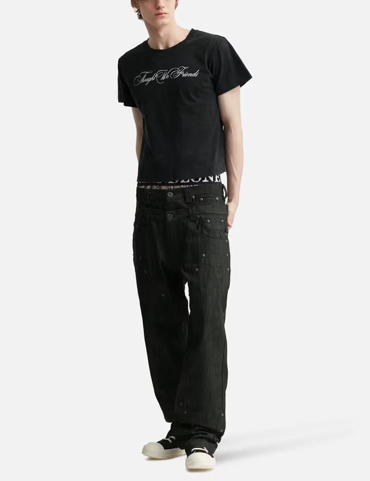 "Sera" Cursive Fitted T-Shirt In Washed Black