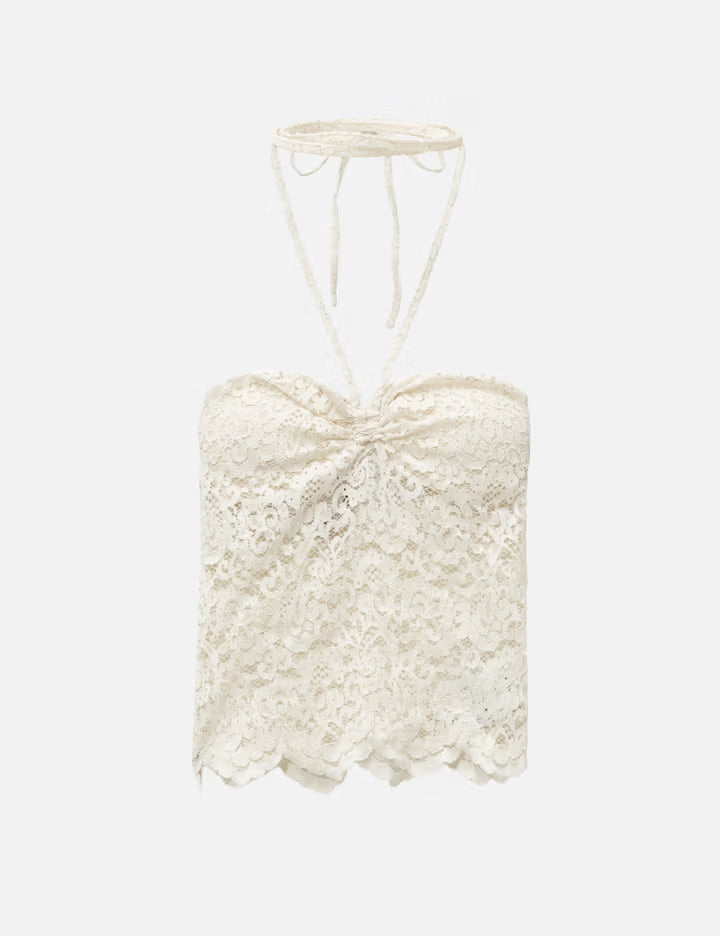 White Lace Halter Neck Top