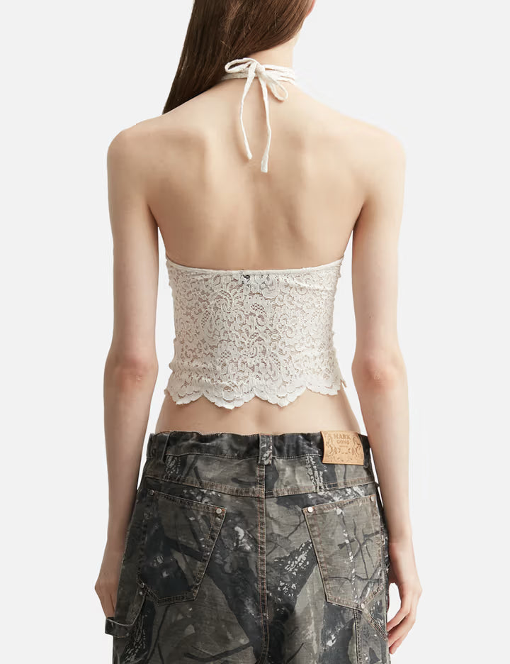 White Lace Halter Neck Top