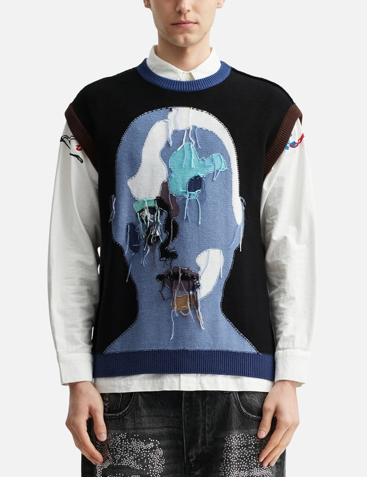Reverse Knit Patchwork Face Vest