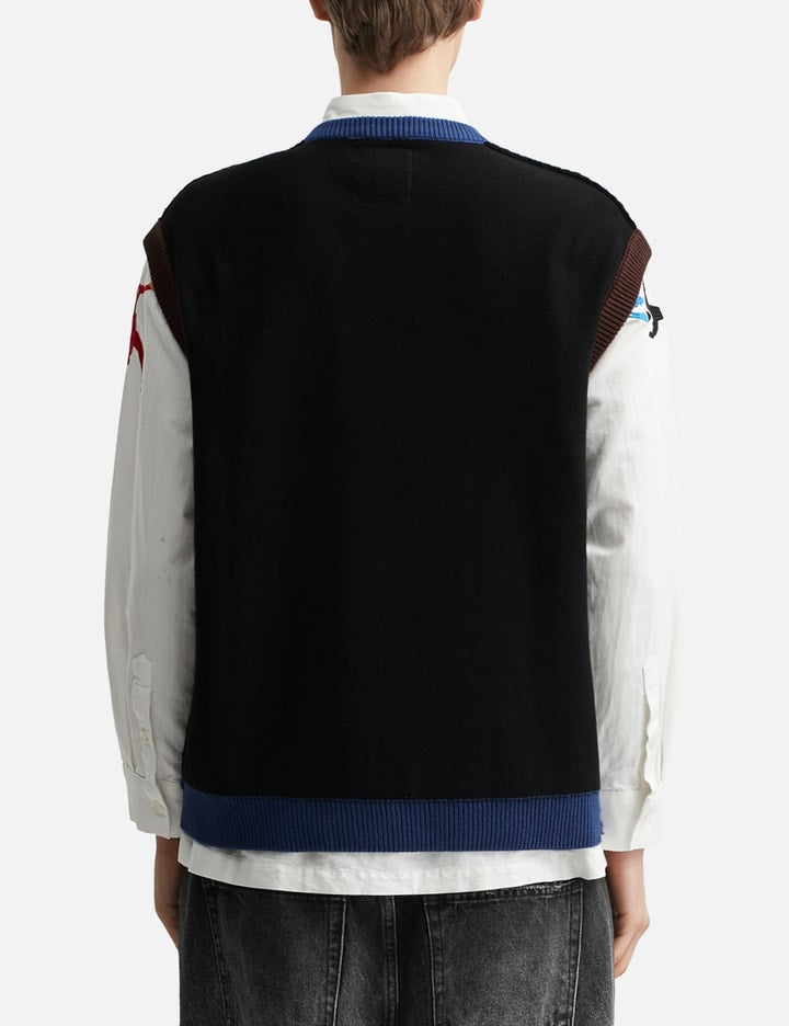 Reverse Knit Patchwork Face Vest