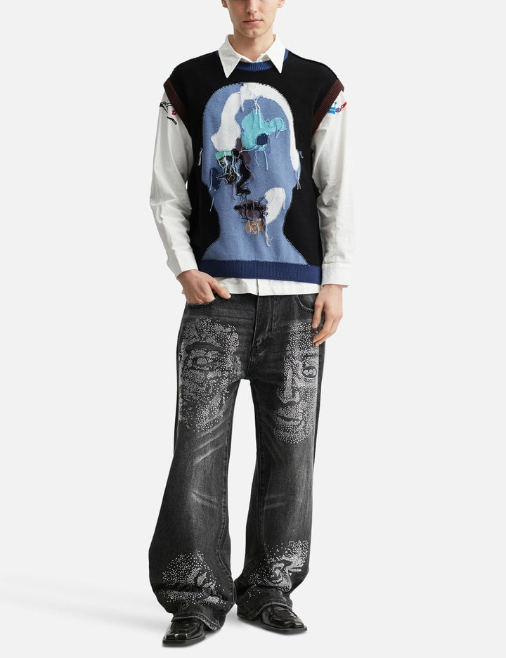 Reverse Knit Patchwork Face Vest