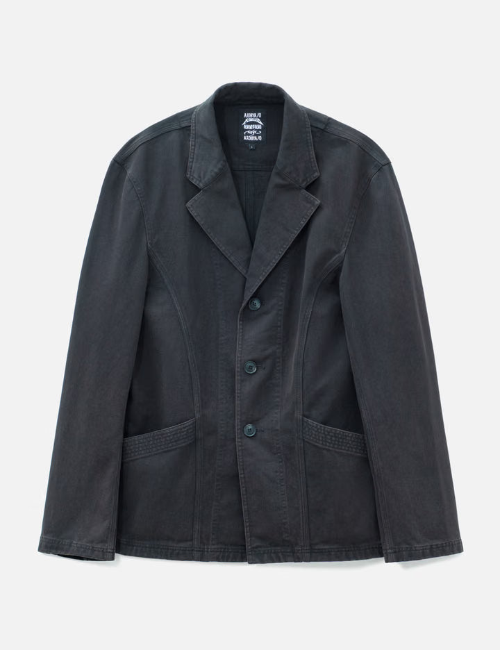 Washed Curved Seam Cotton Blazer