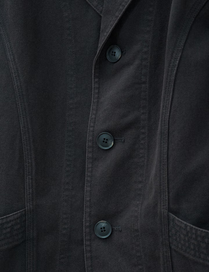Washed Curved Seam Cotton Blazer