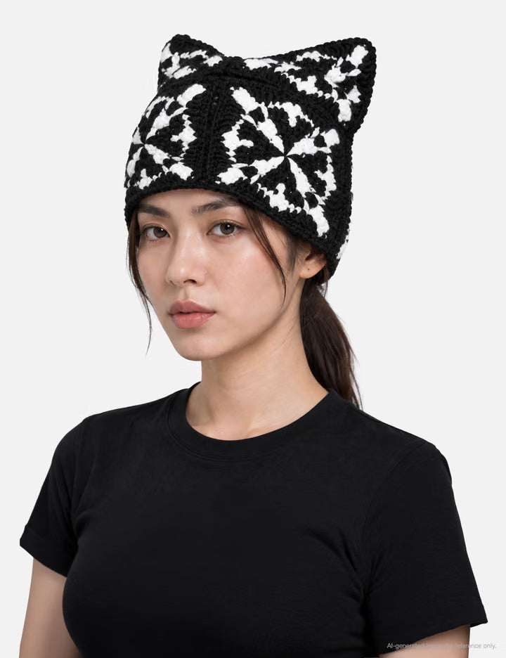 White Seal Crochet Cat Hat