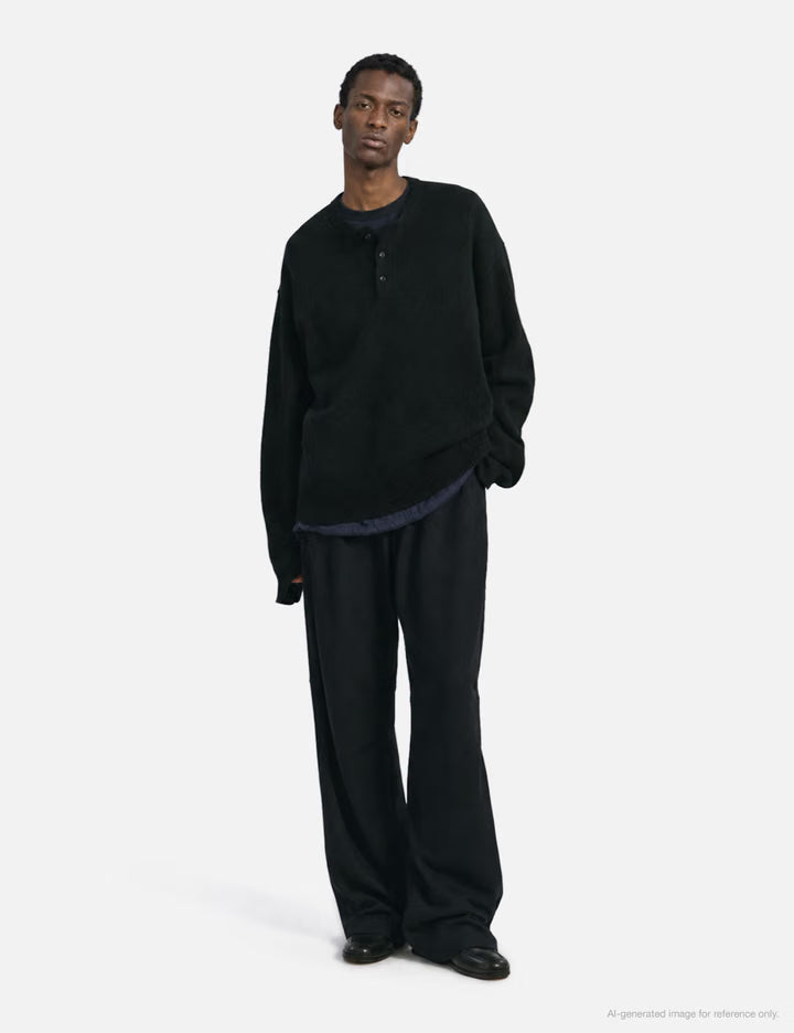 Wool Cut Knee Tuck Slacks
