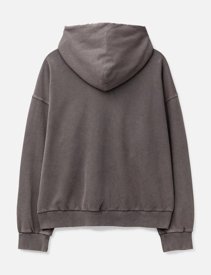 Brown Washed Distressed Zip Up Hoodie