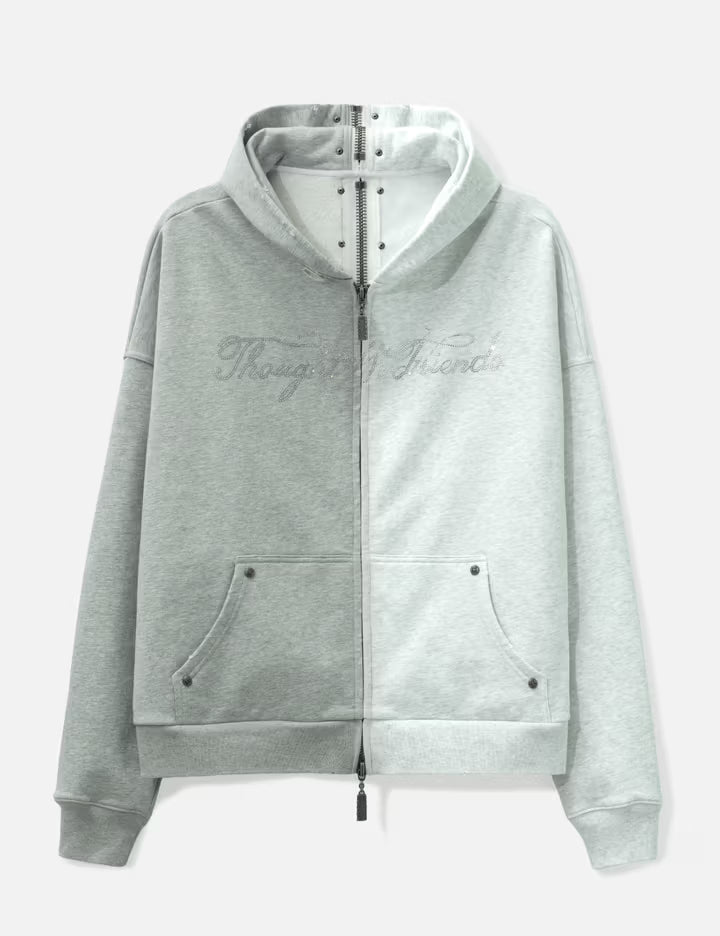 "Nyra" Two-Toned Zip-Up Hoodie With Detachable Fur Trim Hood