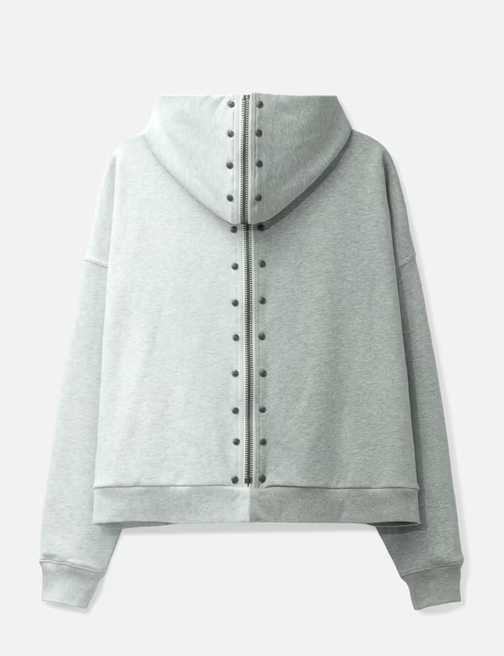 "Nyra" Two-Toned Zip-Up Hoodie With Detachable Fur Trim Hood