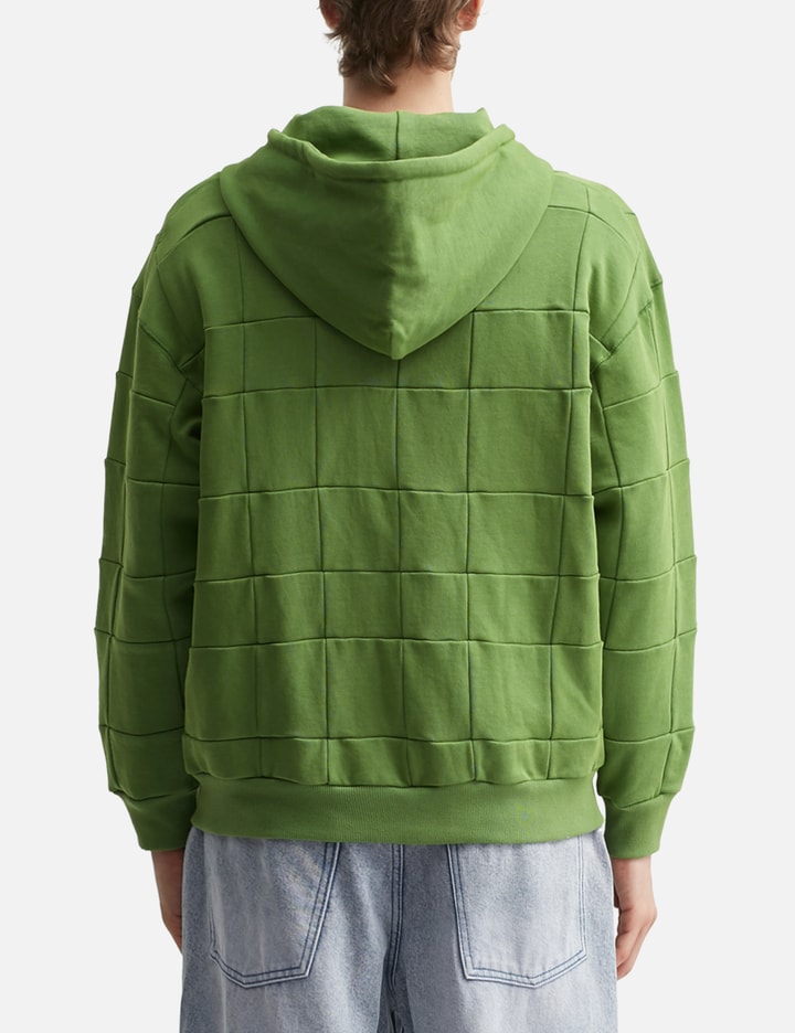 Green Patchwork Zip Up Hoodie