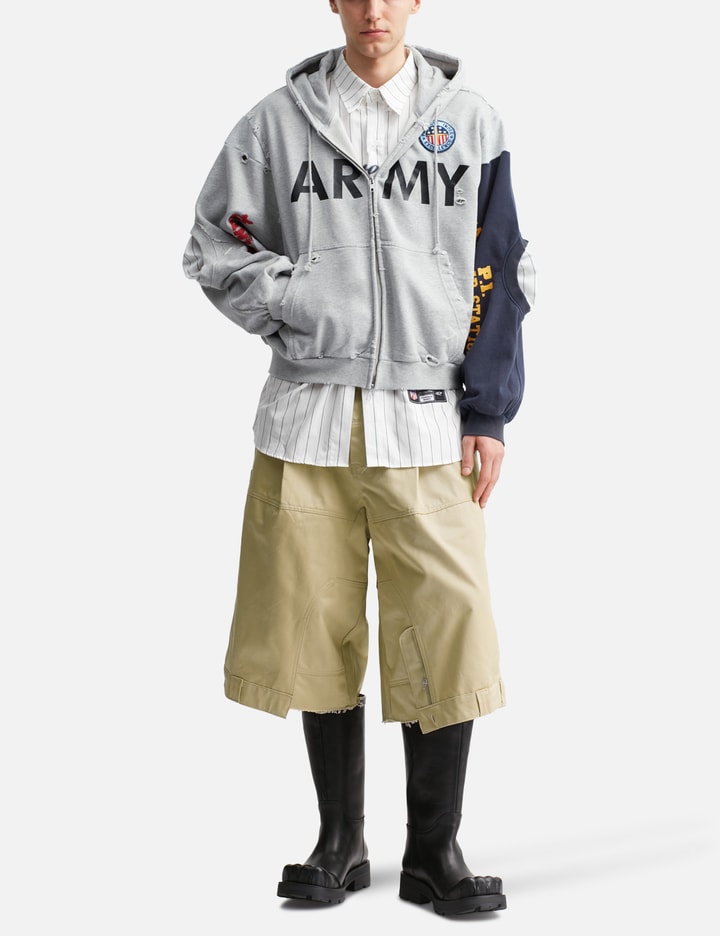 Reconstructed Sweatshirts Zip Hoodie