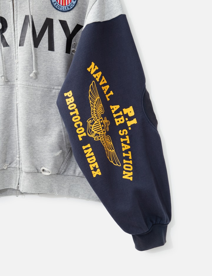 Reconstructed Sweatshirts Zip Hoodie