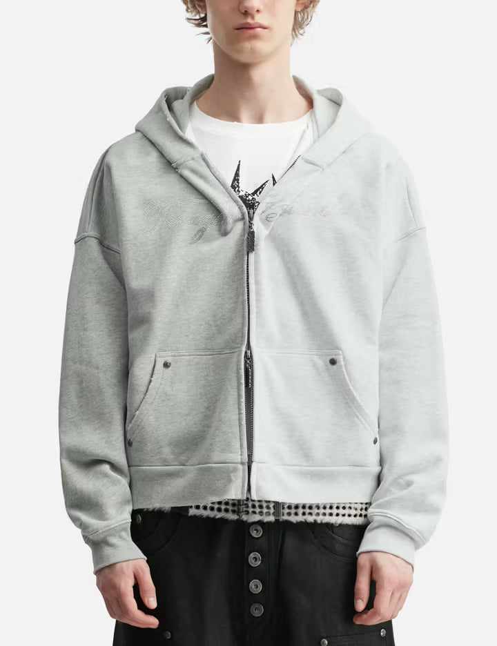 "Nyra" Two-Toned Zip-Up Hoodie With Detachable Fur Trim Hood
