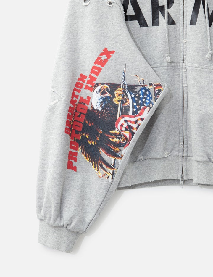 Reconstructed Sweatshirts Zip Hoodie